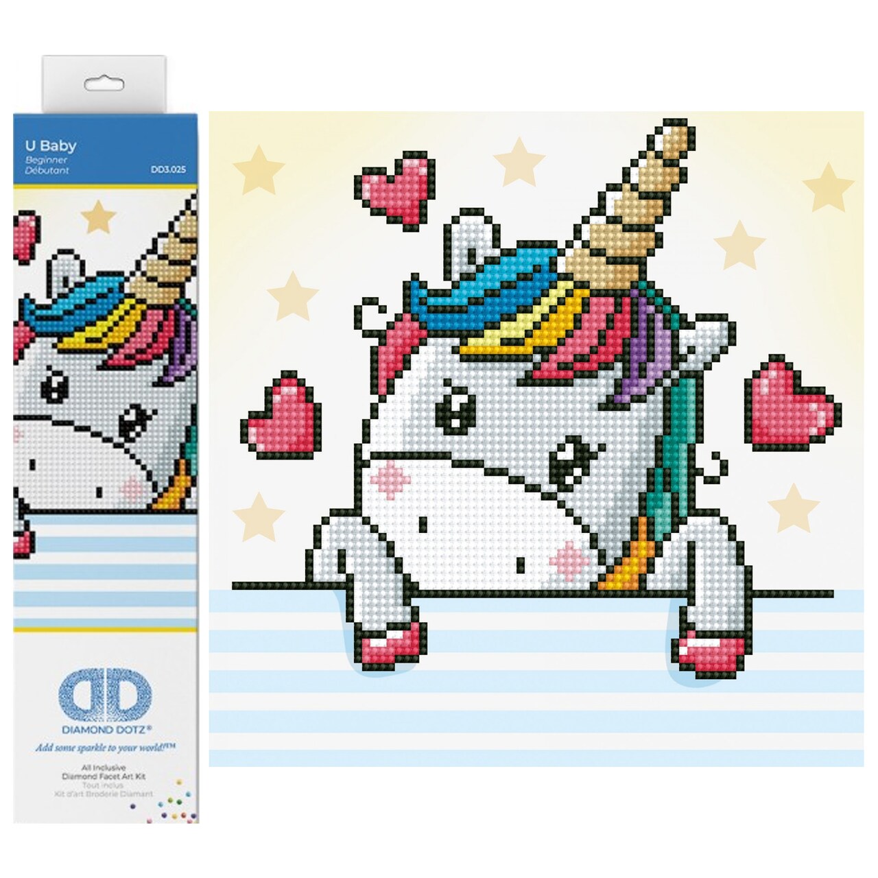 Diamond Dotz U Baby Unicorn Diamond Painting Kits for Adults - Diamond Art Kits a Relaxing Creative Craft Kit with Dotz Gems 9.5x9.5